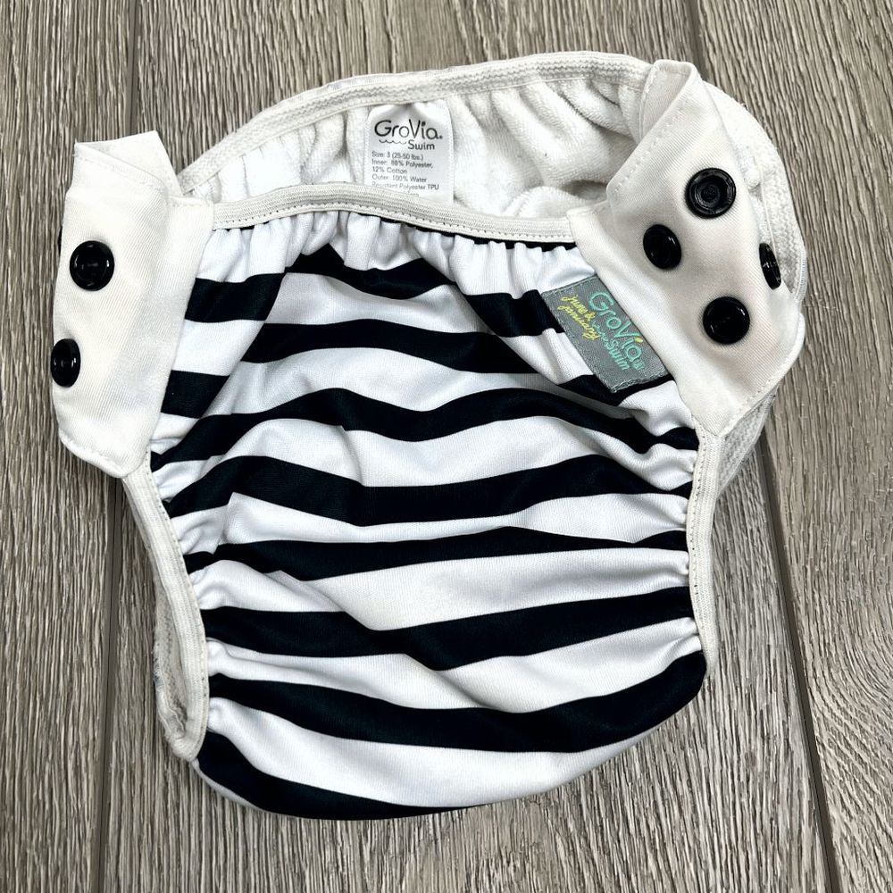 Grovia Swim Size 3 Onyx Black‎ and White Stripe